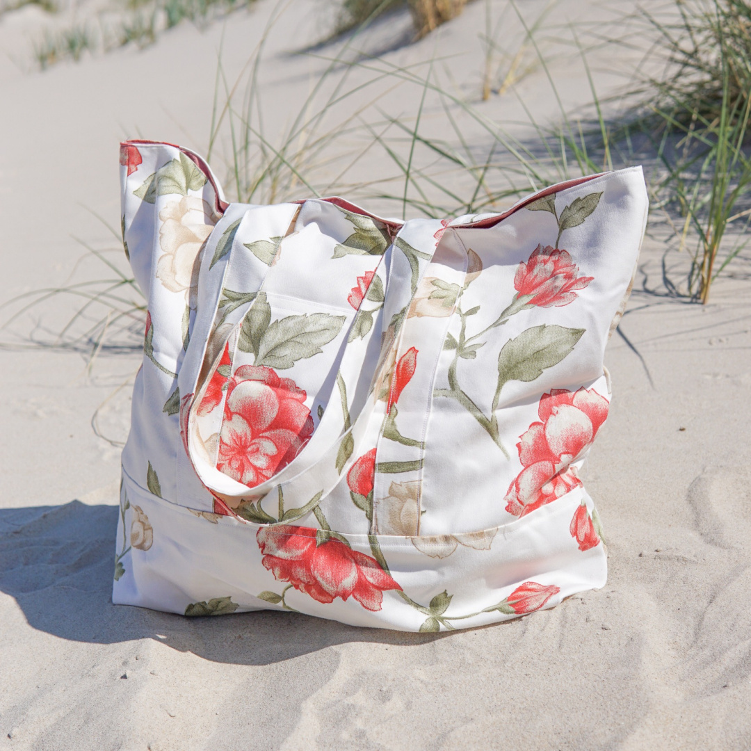 Płócienna torba shopper w róże